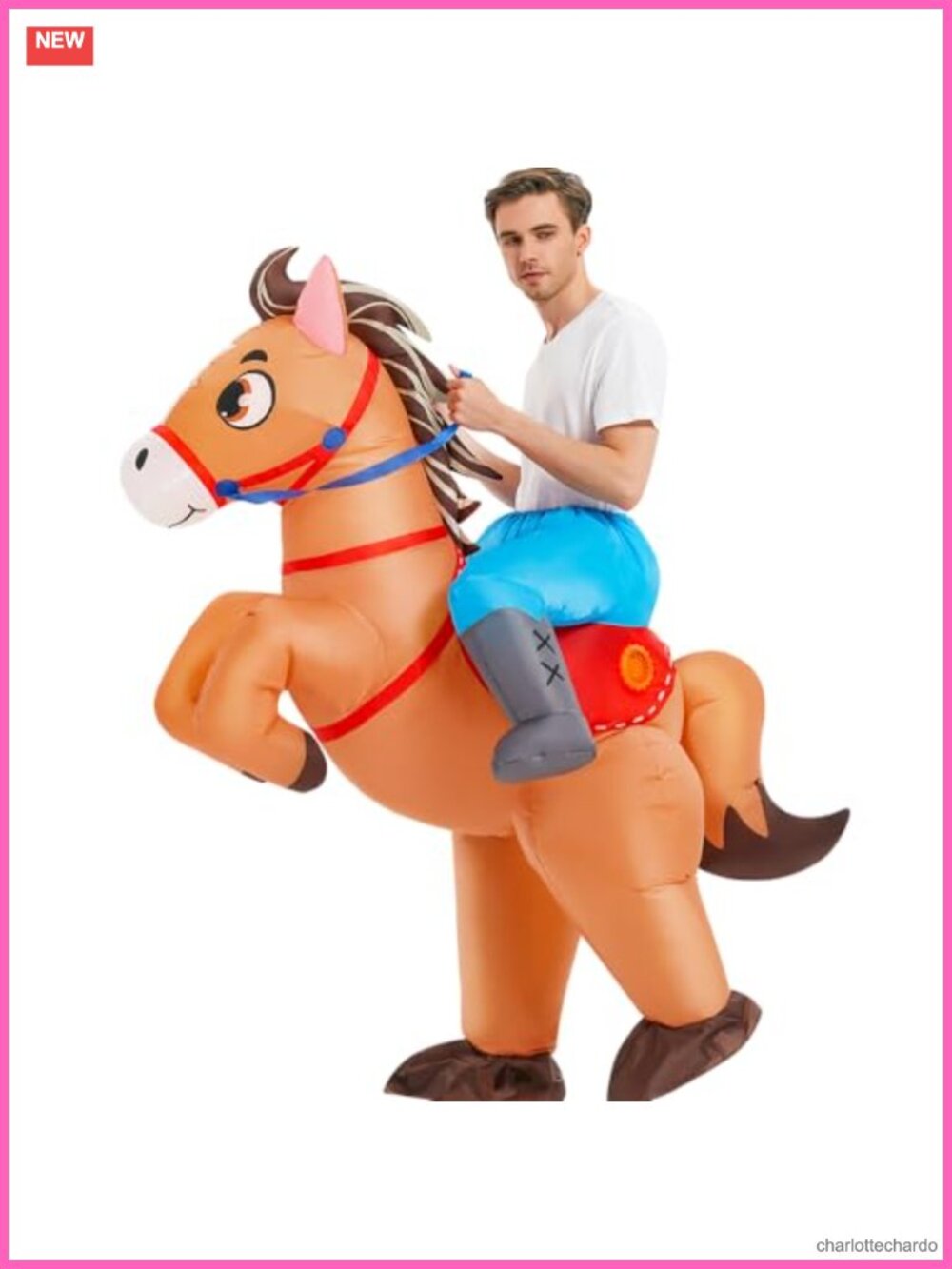 KOOY Inflatable Horse Costume Kids Blow Up Cowboy Ride On Suit Halloween